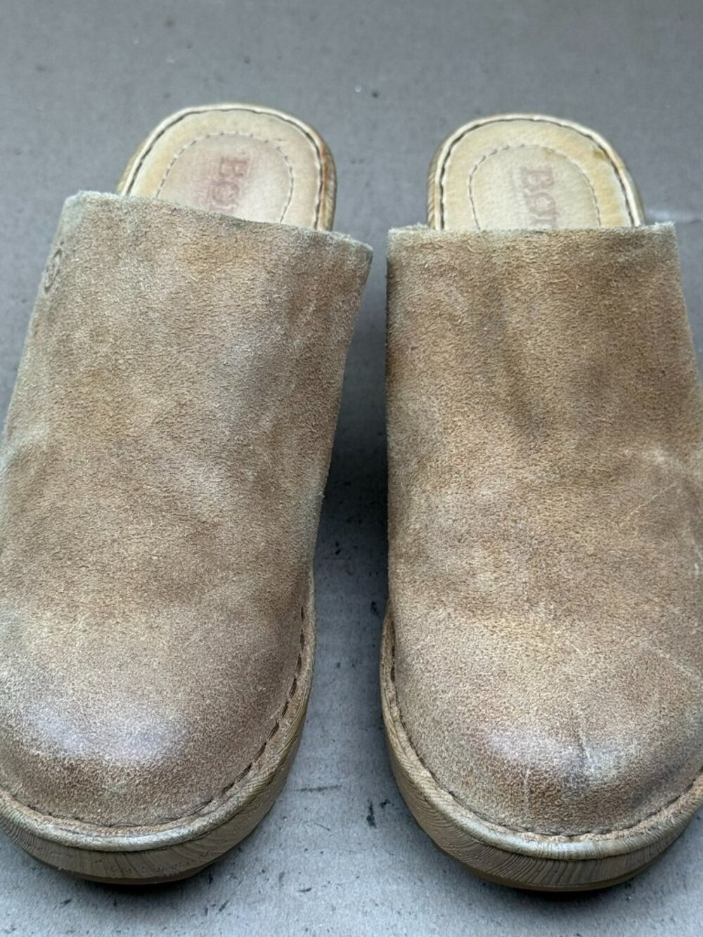 Børn Women's 7 M Brown Suede Wedge Clogs Slides Shoes